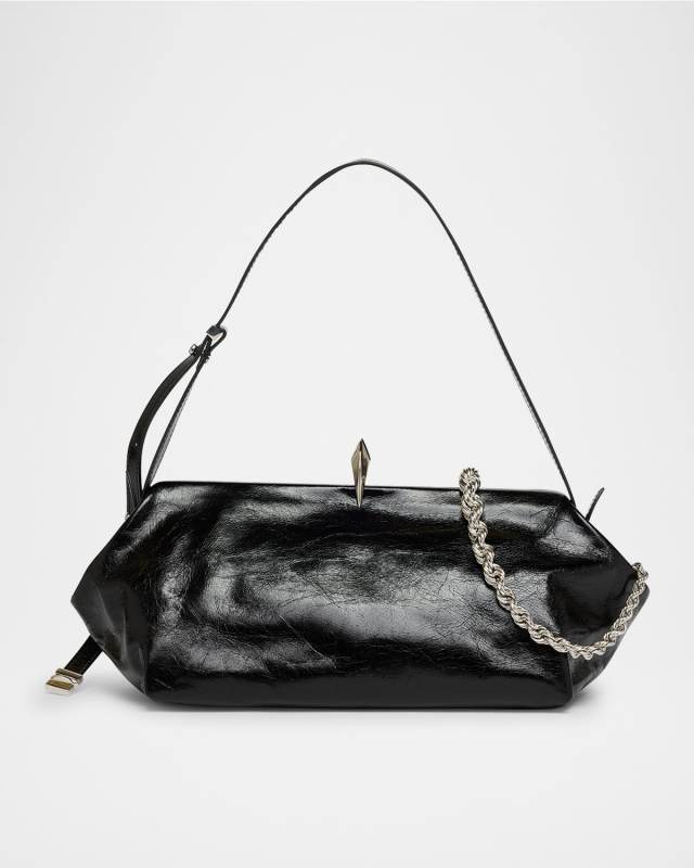 Sophia Crinkled Leather Shoulder Bag